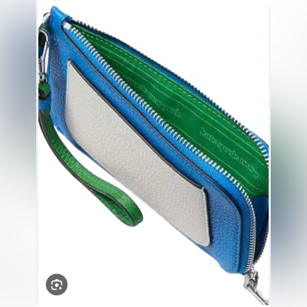 Like New Kate Spade Ava Colorblocked Coin Card Case Blue leather green interior